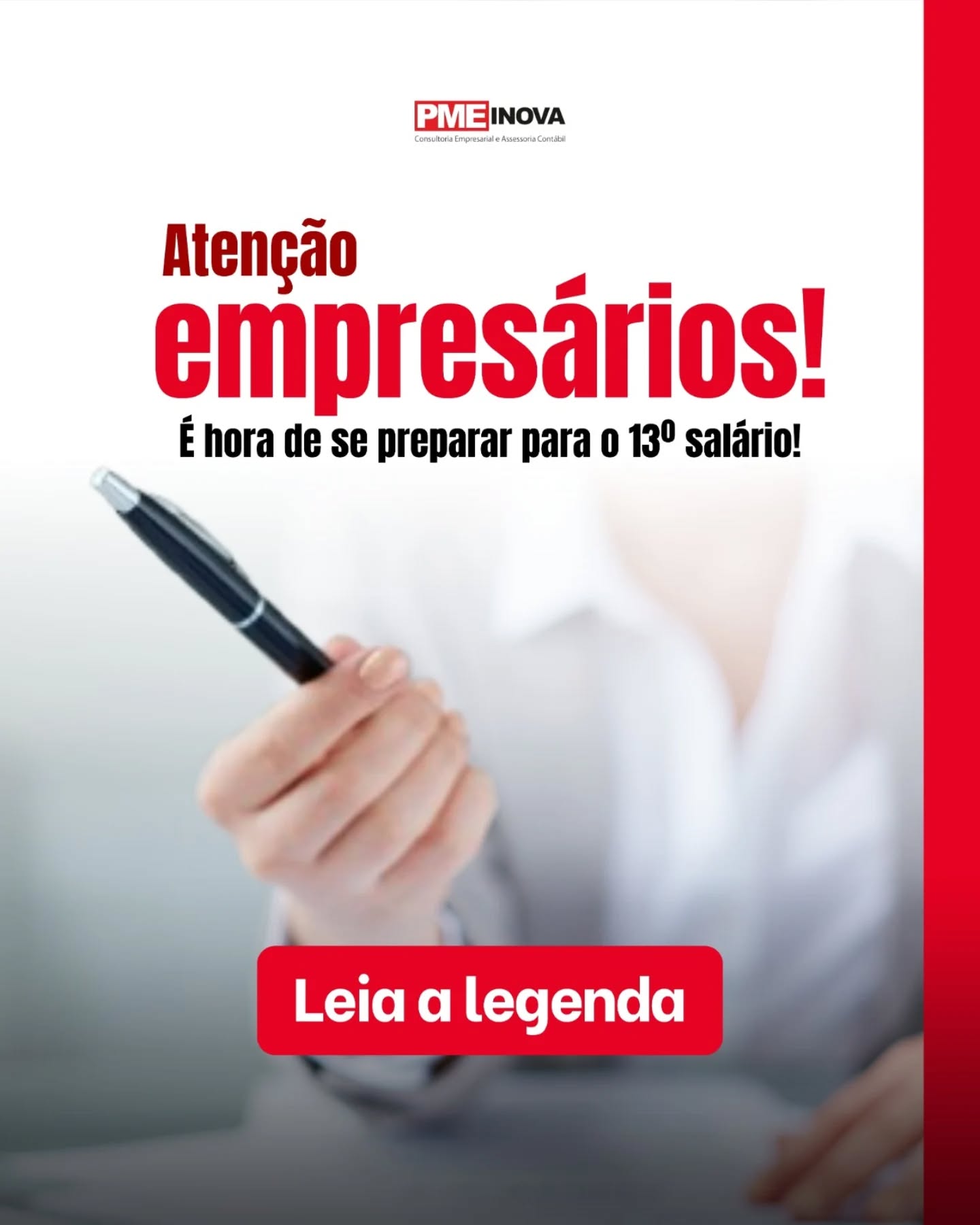 Atenção, empresários! O fim do ano se aproxima, e com ele, o pagamento do 13º salário!➡️ A primeira parcela deve ser paga entre 1º de fevereiro e 30 de novembro.
➡️ Já a segunda parcela precisa ser quitada até o dia 20 de dezembro, com os descontos de INSS, FGTS e Imposto de Renda.📅 Fique de olho nos prazos e organize o fluxo de caixa da sua empresa para evitar imprevistos.
Manter tudo em dia é essencial para cumprir a legislação e garantir o bem-estar da sua equipe!#13salario #contabilidadepme #folhadepagamento #gestaofinanceira #rotinacontabil #empresario #pme #empreendedorismo