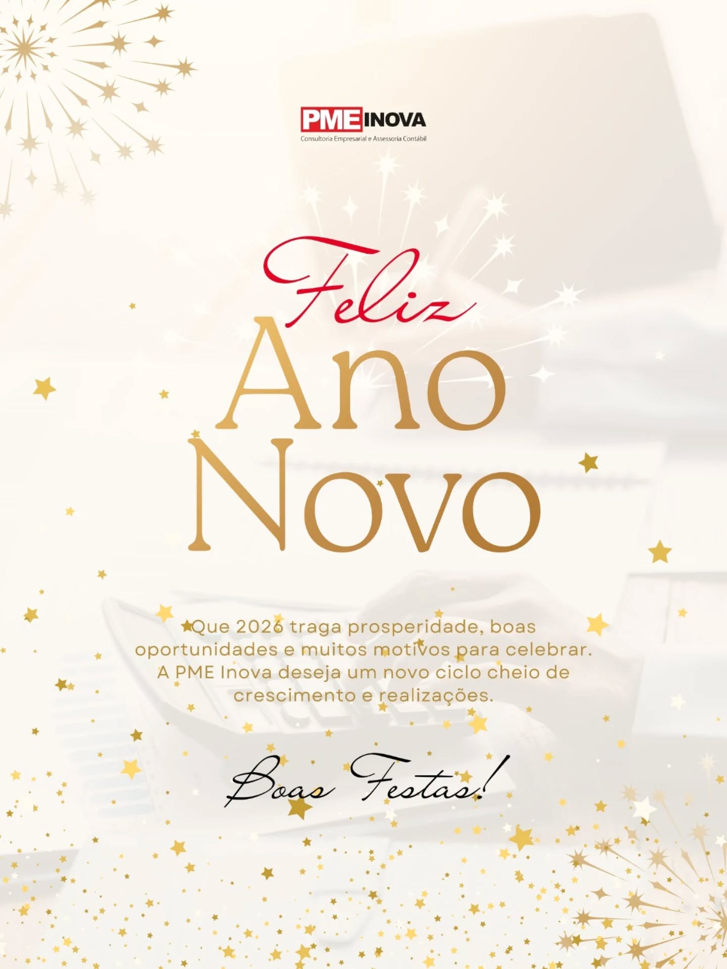 Que a virada de ano traga uma nova onda de energia, paz e sucesso para você e sua família.
Desejamos que 2026 seja um ano de grandes realizações e muita felicidade.Feliz Ano Novo! É o que deseja toda a equipe PME Inova.#pmeinova #anonovo #feliz2026 #sucesso #paz #novociclo