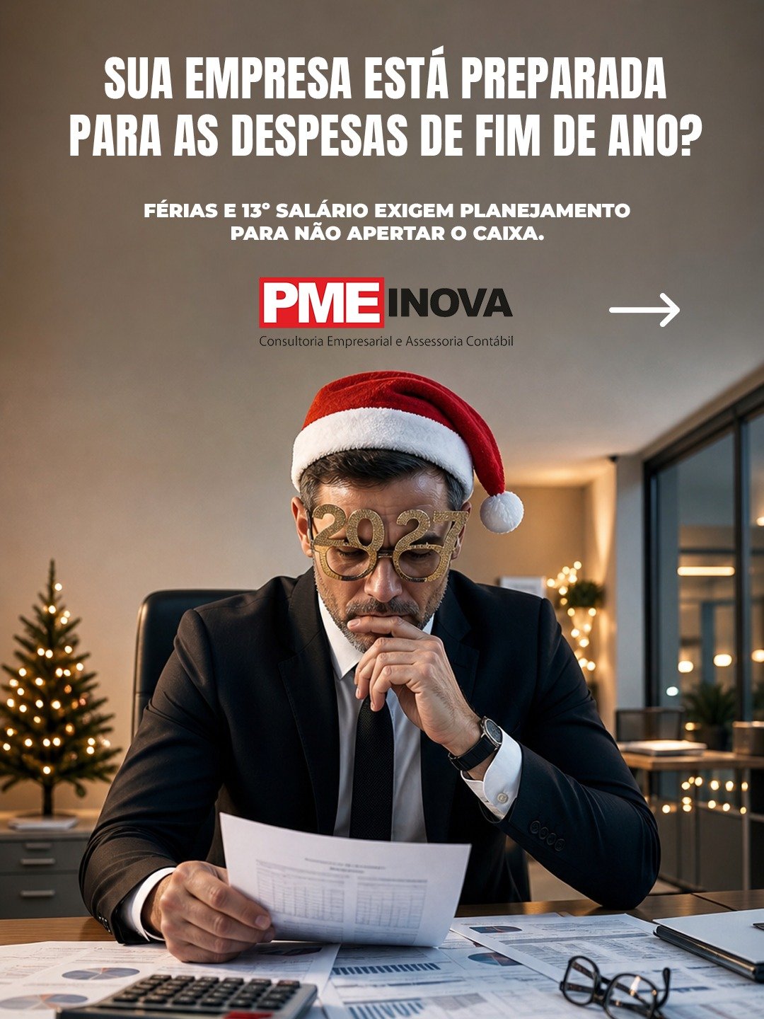 Fim de ano costuma trazer despesas maiores para as empresas, principalmente com férias, 13º salário e encargos trabalhistas.Sem planejamento, esses compromissos podem pressionar o caixa e comprometer outras obrigações da empresa.Por isso, o ideal é se antecipar: projetar os valores, organizar o fluxo de caixa e criar uma reserva específica para esse período.Planejamento financeiro não elimina as despesas, mas evita que elas se tornem um problema.
