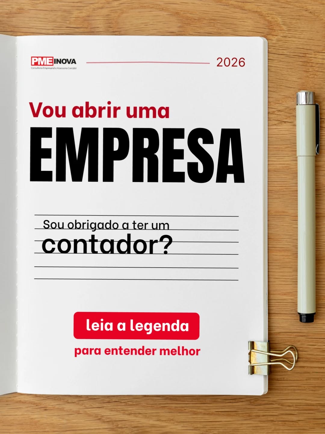 Vou abrir uma empresa, preciso mesmo de um contador?
Muita gente acredita que ter um contador é opcional, mas a verdade é que contar com um profissional especializado faz toda a diferença desde o início. 💼
Ter um contador significa:✅ Evitar erros que podem custar caro — como problemas com impostos e obrigações legais;✅ Organizar suas finanças de forma eficiente — controlando receitas, despesas e lucro;✅ Tomar decisões estratégicas com segurança — com base em informações precisas;✅ Focar no crescimento do negócio — enquanto alguém cuida da parte burocrática.💡 Mesmo que não seja obrigatório em todos os casos, ter um contador é investir na saúde financeira e no sucesso da sua empresa! Entre em contato conosco pelo link da bio ou via Direct e conheça nossos serviços.#empreendedorismo #contabilidade #negocios #gestaofinanceira #aberturaempresa assessoriacontabil sucessoprofissional planejamentofinanceiro